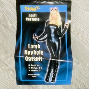 Leg Avenue medium black slick cat suit once piece outfit costume Halloween